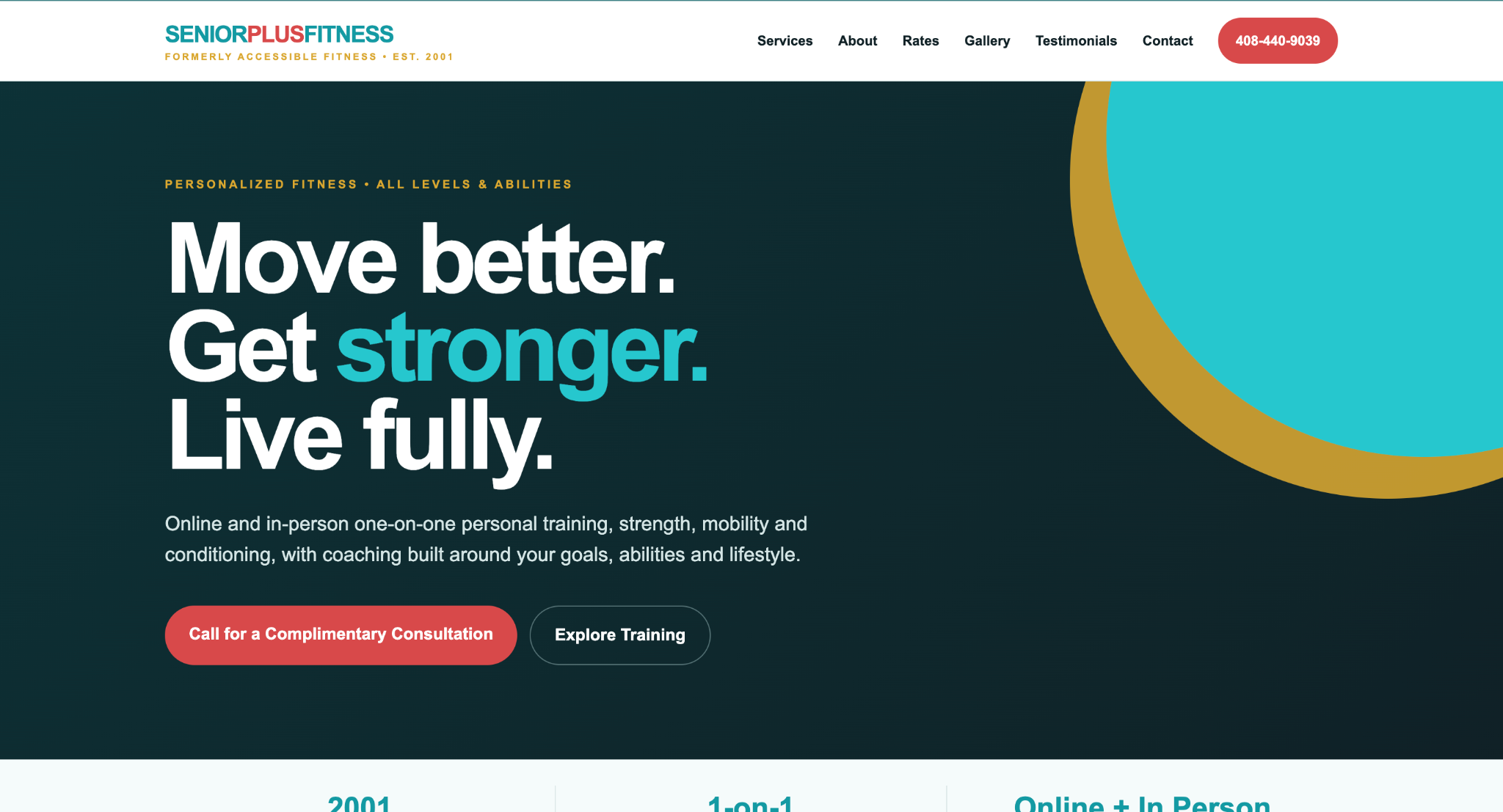 SeniorPlusFitness website homepage designed by Stone & Sabre